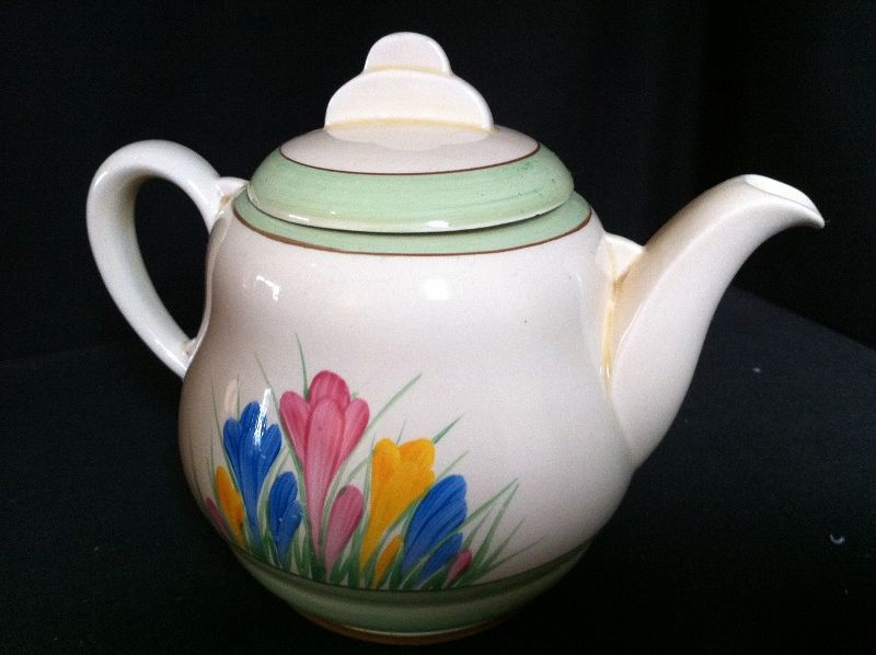 CLARICE CLIFF, A LARGE SIZE SPRING CROCUS TEAPOT Clarice Cliff & Art