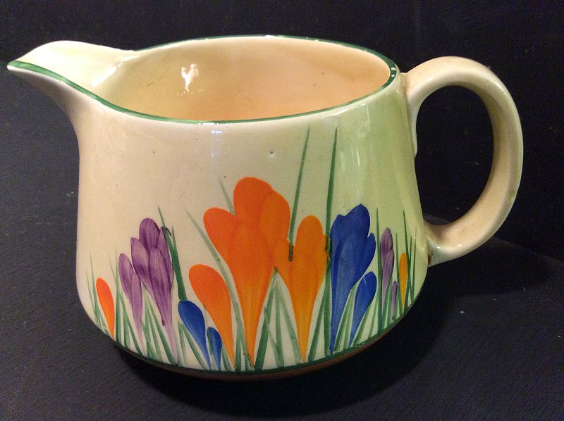 CLARICE CLIFF, A SMALL CUSTARD JUG IN THE AUTUMN CROCUS DESIGN: Clarice ...